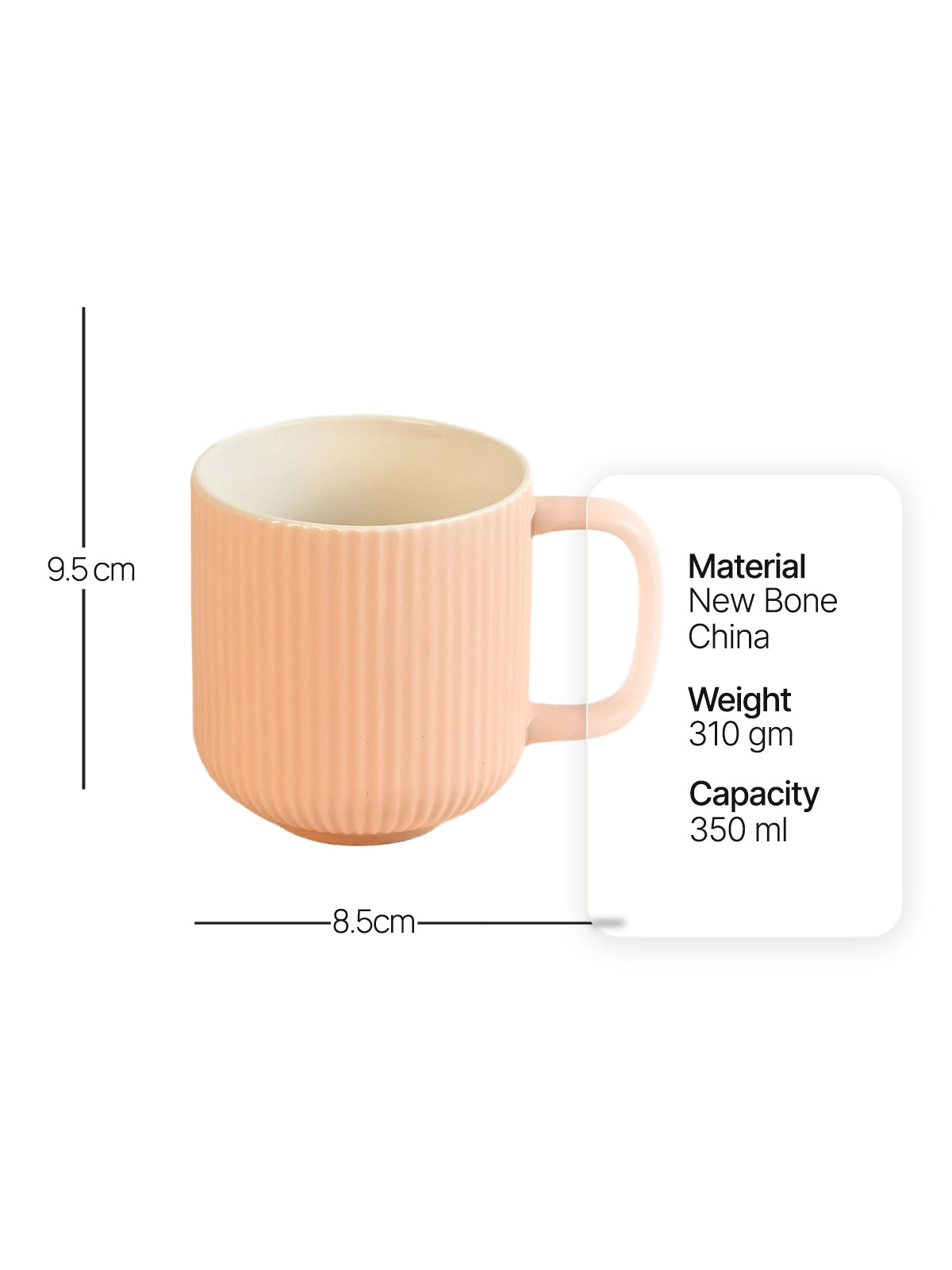 Six-piece New Bone China coffee mug set in Misty Rose

