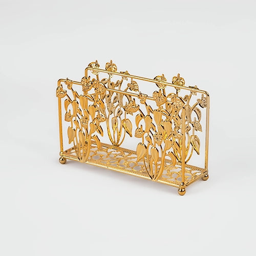 Elegant gold plated tissue holder for dining table
