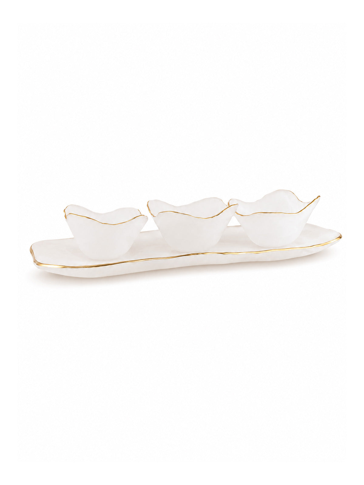 Monarch Real Gold Snack Bowl and Tray Set

