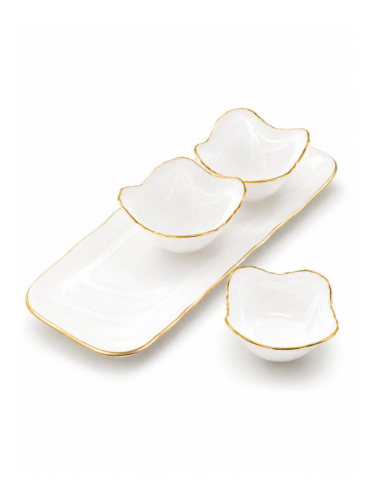 Real gold snack bowl and tray set

