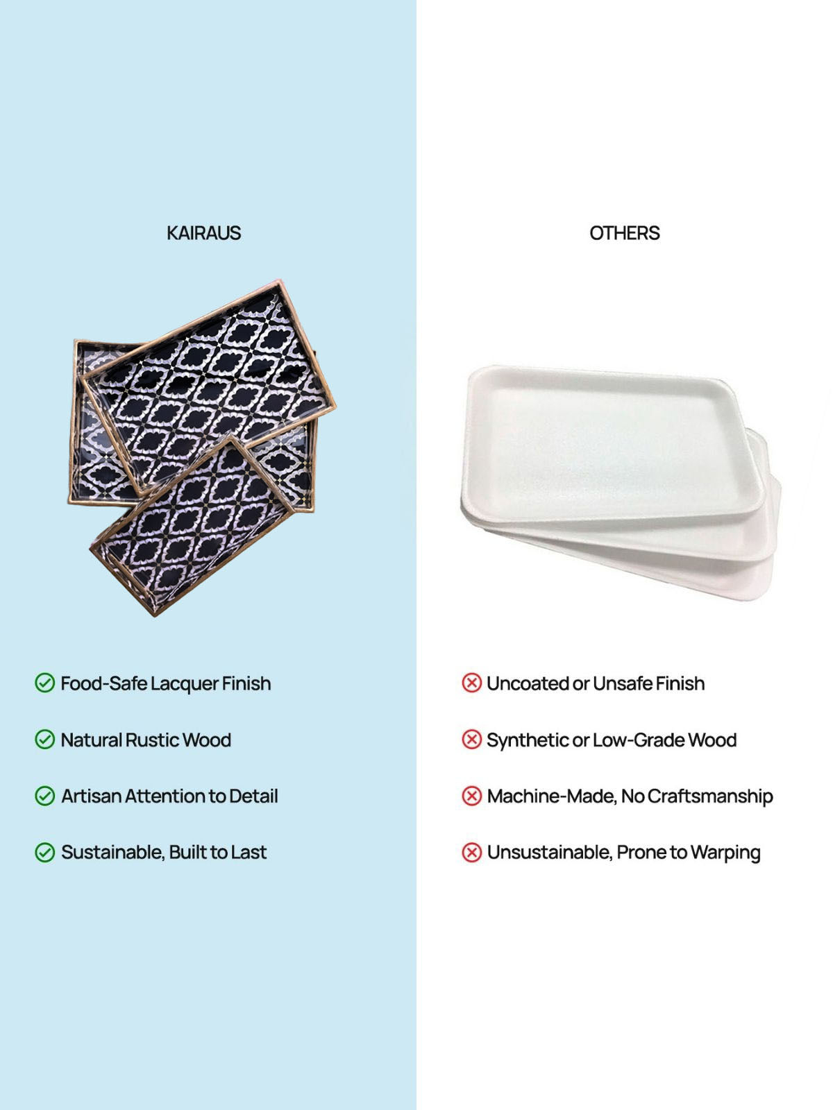 Moroccan Black & White Serving Tray Sets