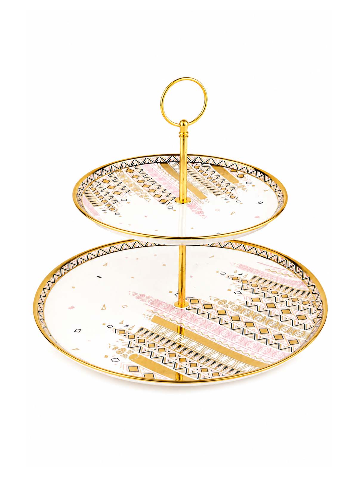 Mosaic-Royal real gold 2-tier serving stand