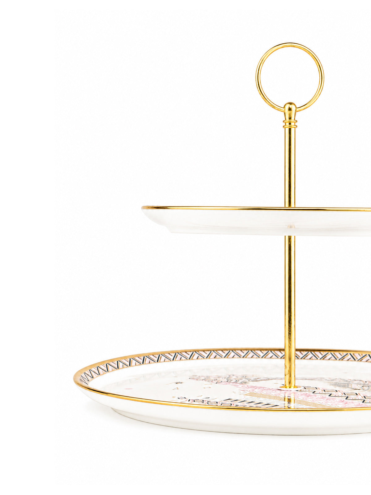 Mosaic-Royal real gold serving stand with two tiers

