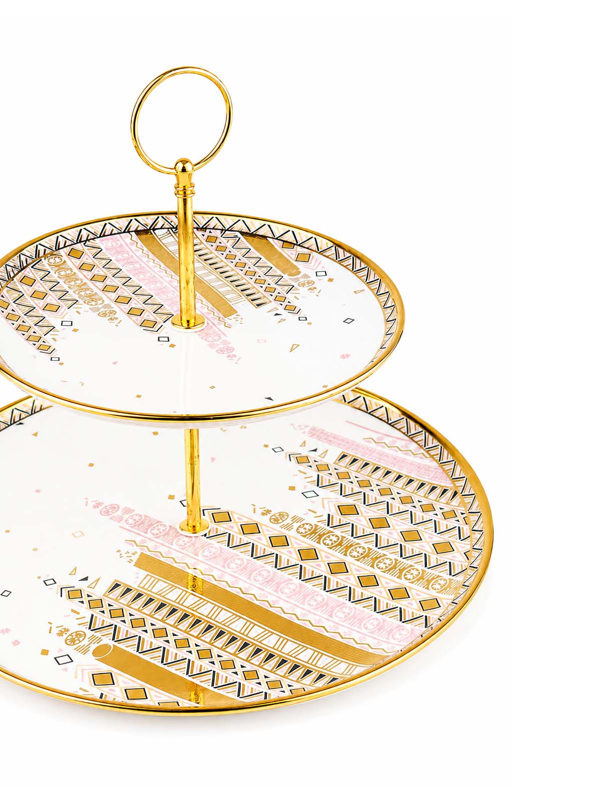 Mosaic-Royal gold 2-tier dessert serving stand

