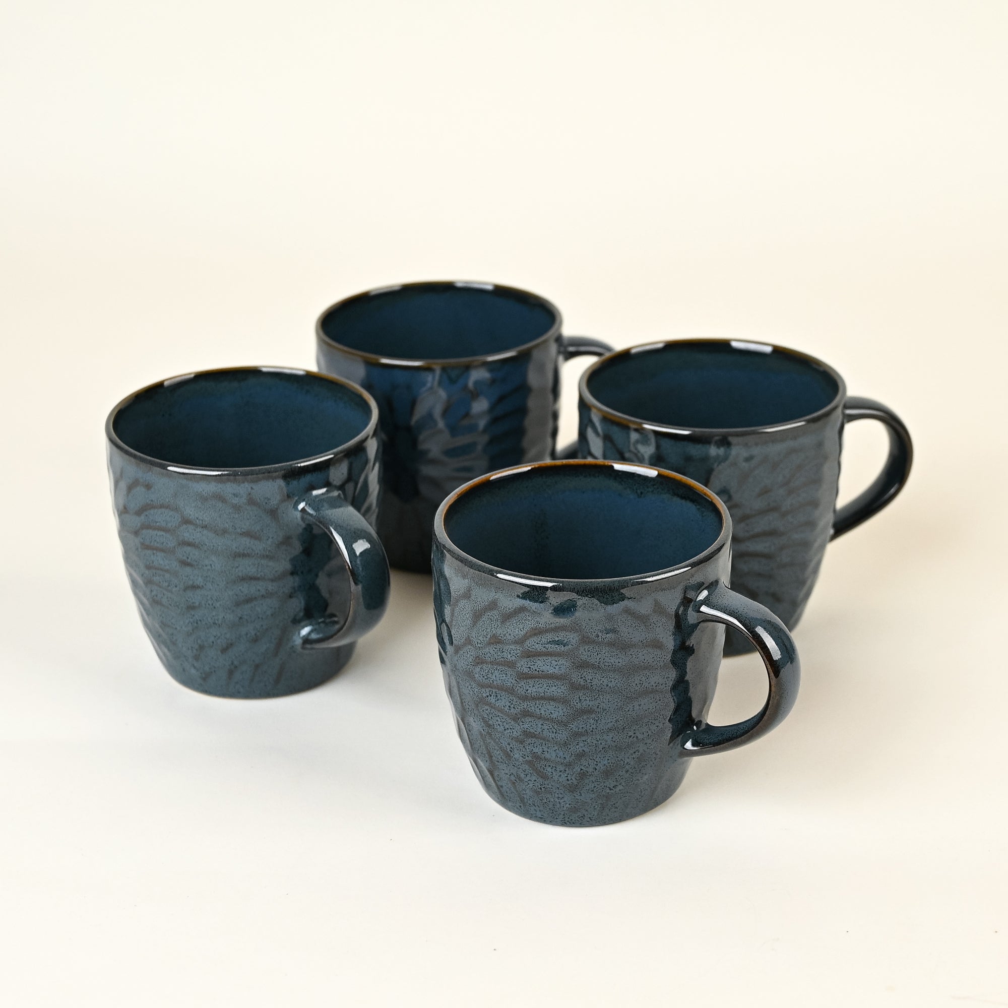 Denim blue mosaic ceramic tea cups

