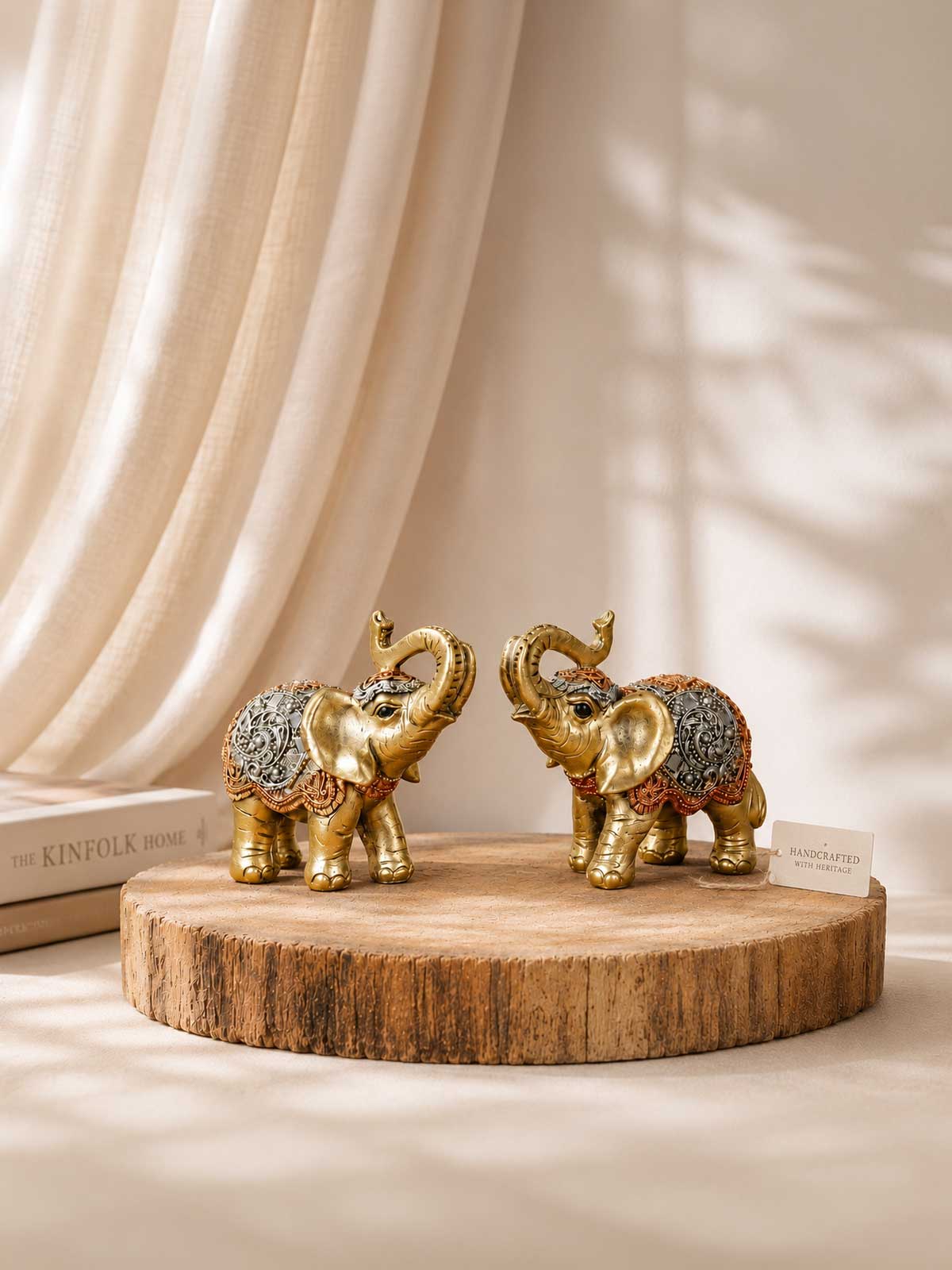 Mudita joyful elephants figurine set of 2
