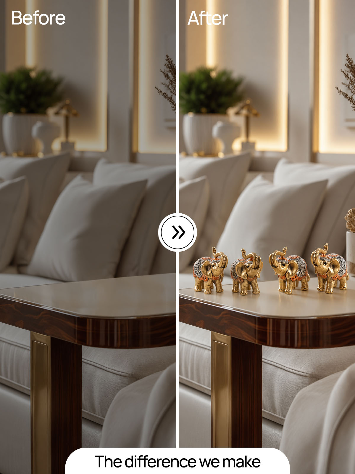 Set of 2 elephant statues adding charm to home interiors

