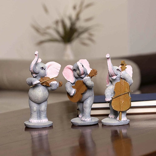 Musical Elephant Trio Statue decorative set for home decor

