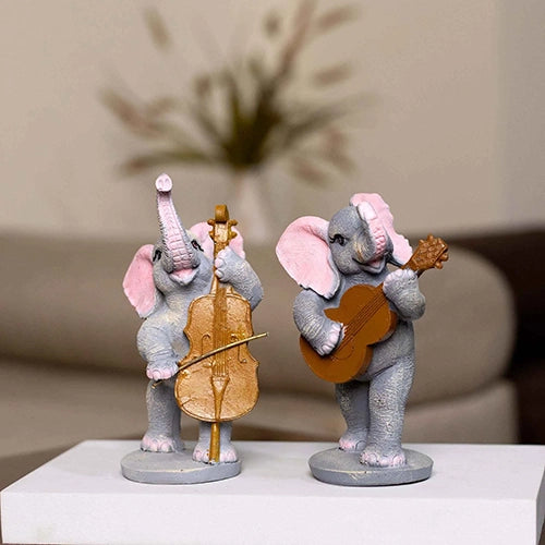 Musical elephant figurines for shelf and office decoration

