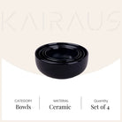 Mystique black bowls for dining table

