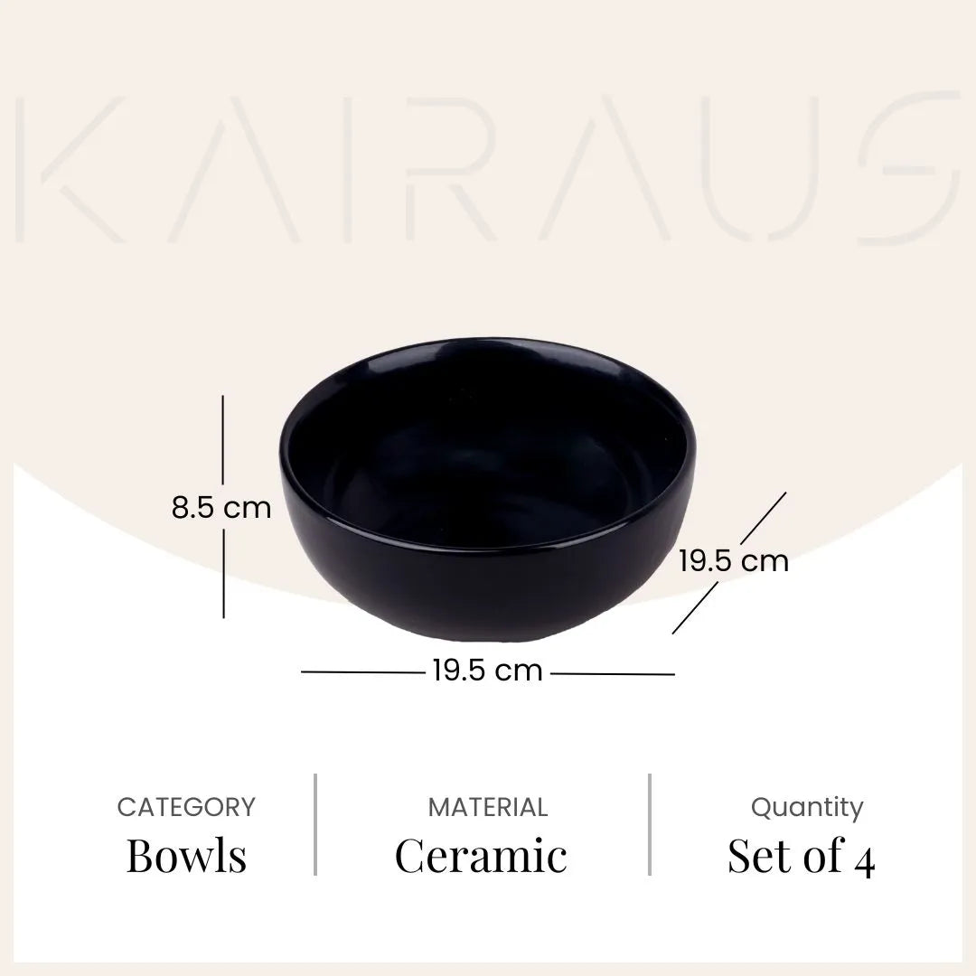 Four-piece black bowl serving set


