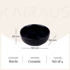 Four-piece black bowl serving set

