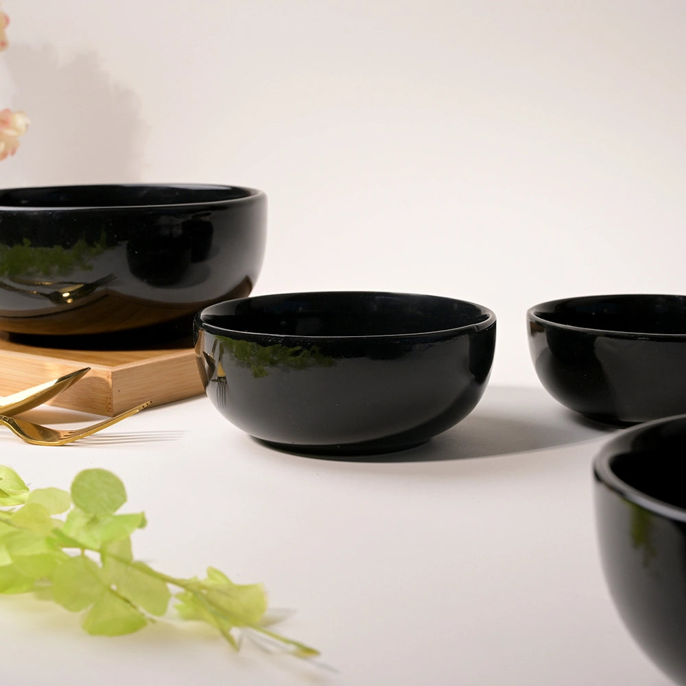 Premium black bowls for serving food

