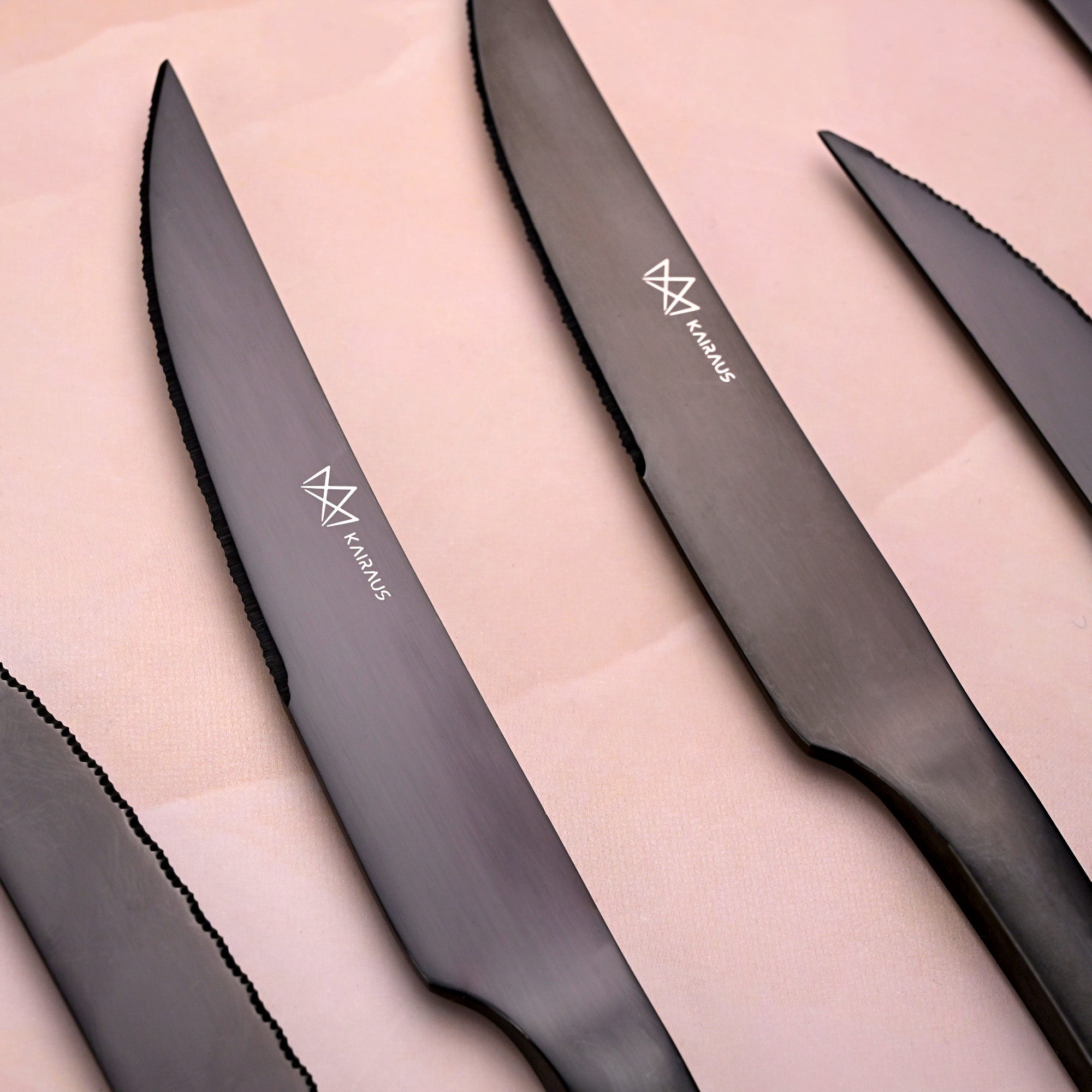 Nightfall Stainless Steel Black Knives Set of 4 for Everyday Dining

