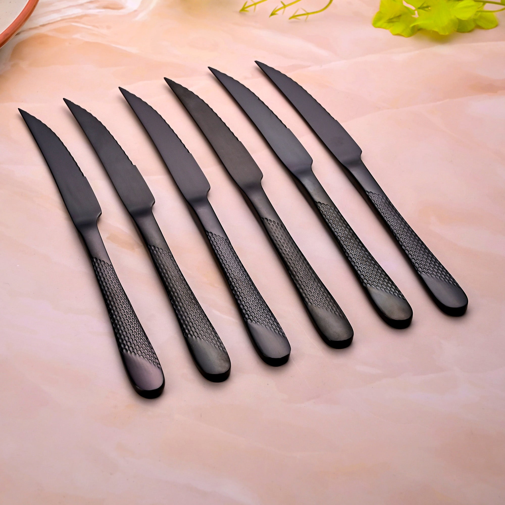 Nightfall Stainless Steel Black Knife Set of 6 with a Sleek Finish

