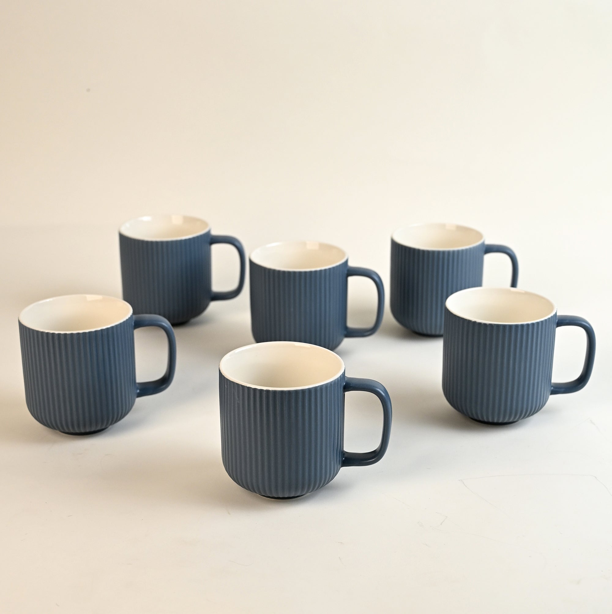 Oceanic ribbed bone china coffee mugs

