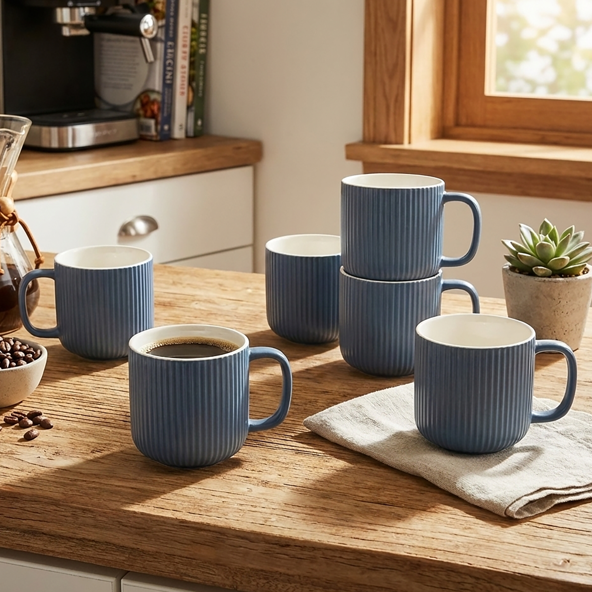 Set of 6 oceanic coffee mugs

