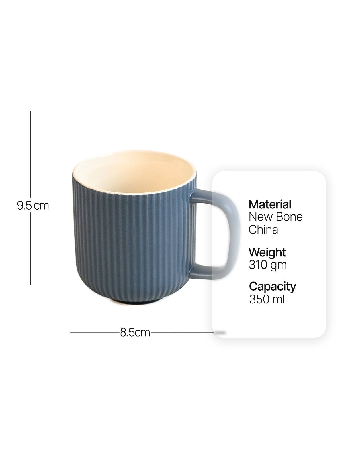Oceanic Ribbed bone china mugs for coffee and beverages

