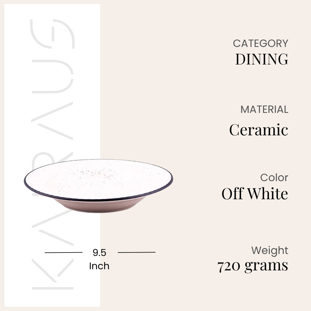 9.5 inch off-white and black ceramic plate set

