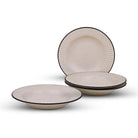 Set of 4 off-white and black ceramic snack plates

