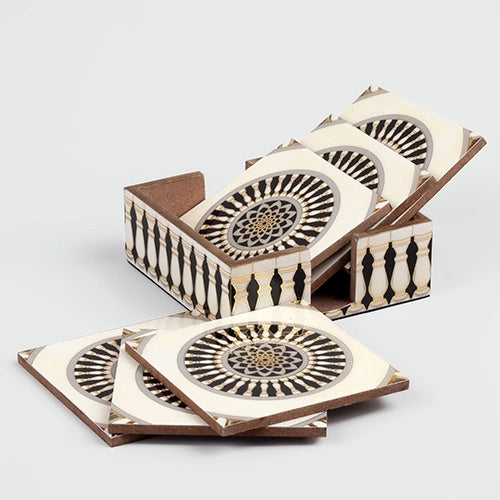 Opulent wooden coasters with intricate Mandala design

