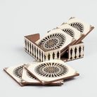 Opulent wooden coasters with intricate Mandala design

