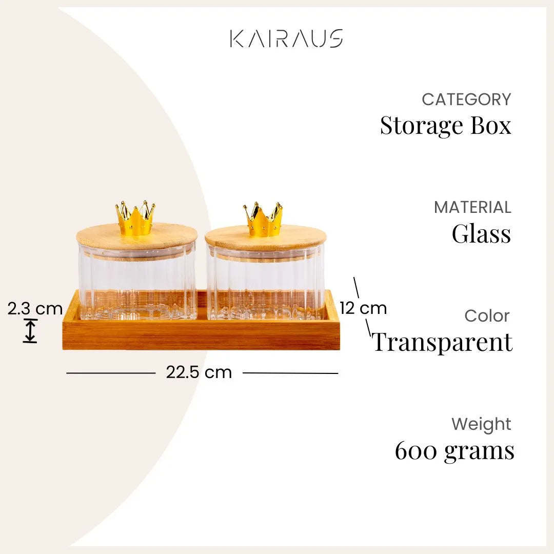 Elegant glass jars for storing dry fruits and nuts
