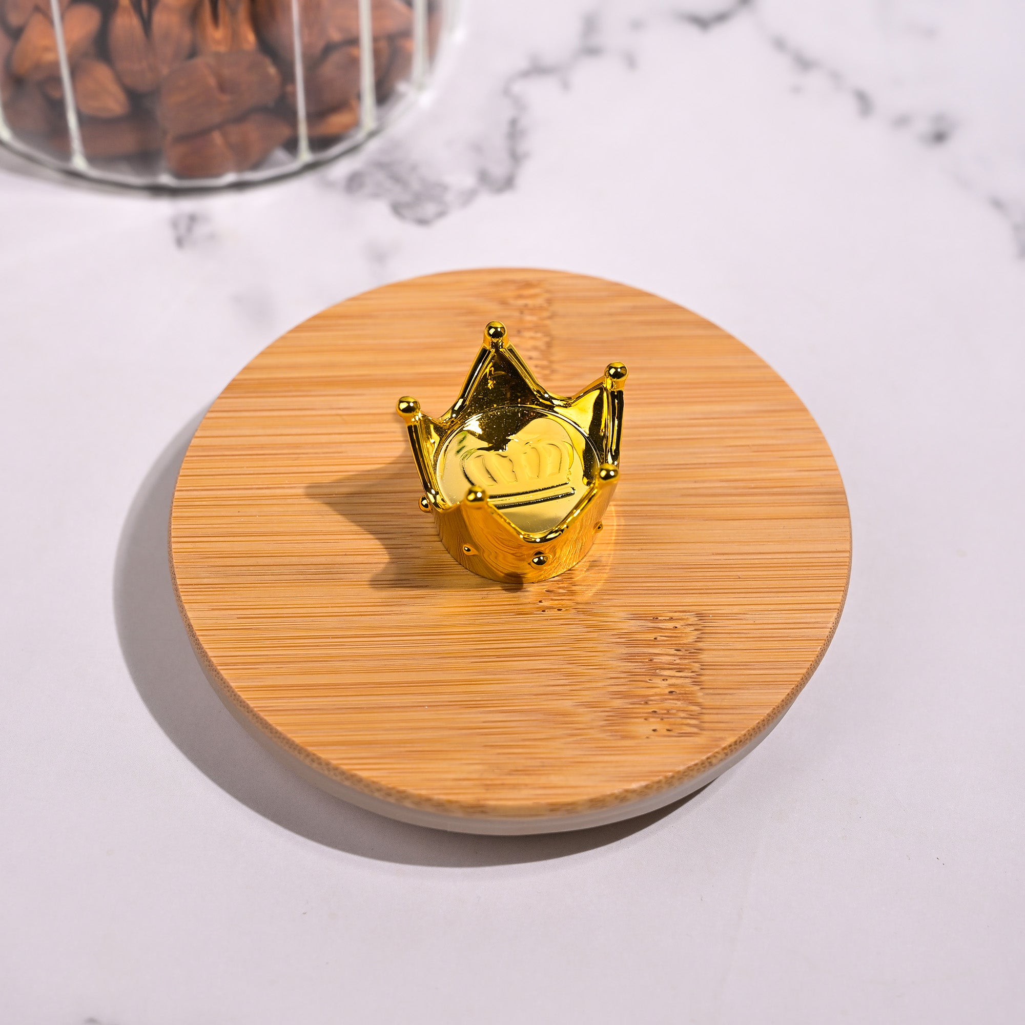 Opulent transparent glass storage jars for dry fruits
