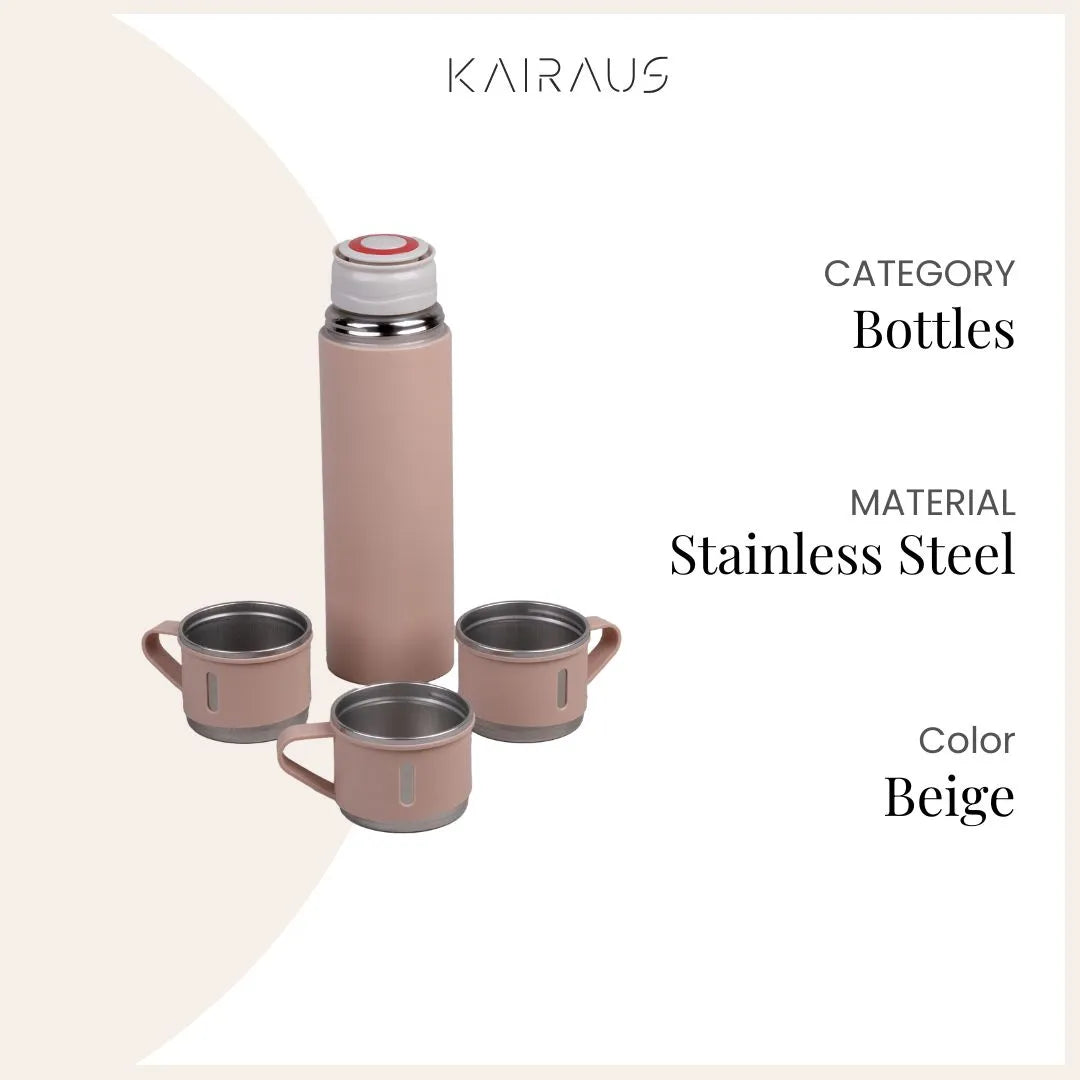 Elegant stainless steel thermos flask set with modern finish