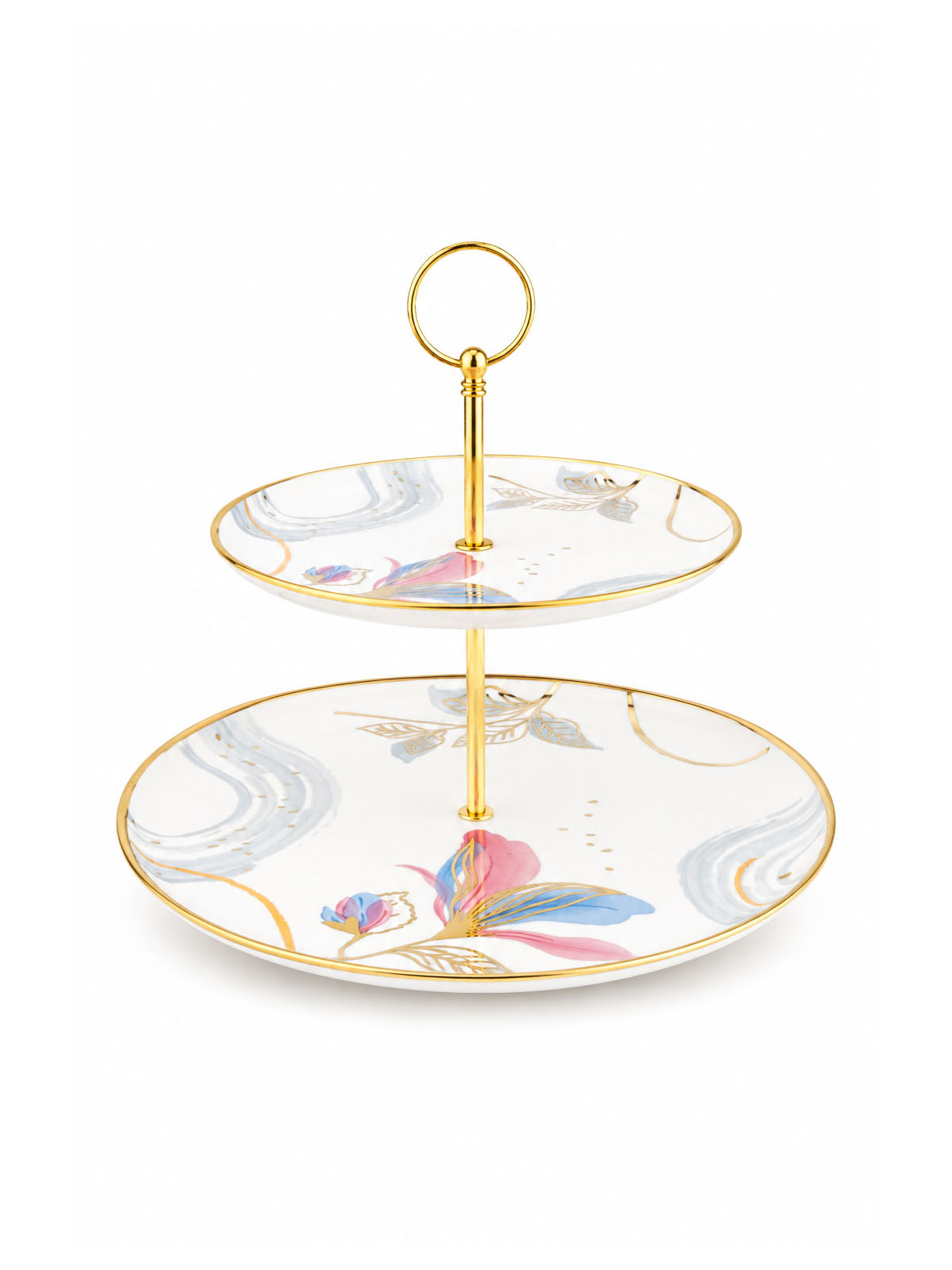 Orchid Whispers real gold 2-tier serving stand