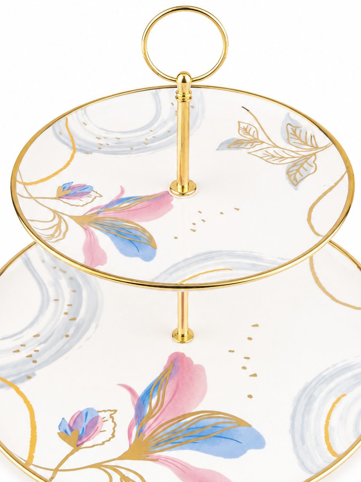 Orchid Whispers real gold serving stand with two tiers