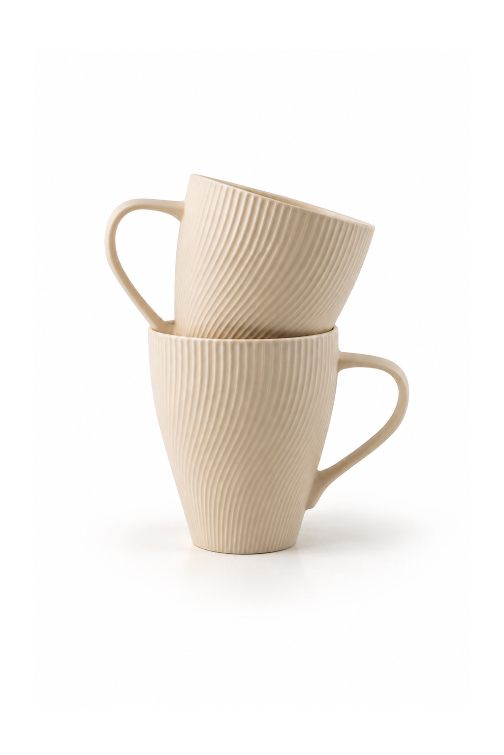 Set of two pale peach New Bone China coffee mugs

