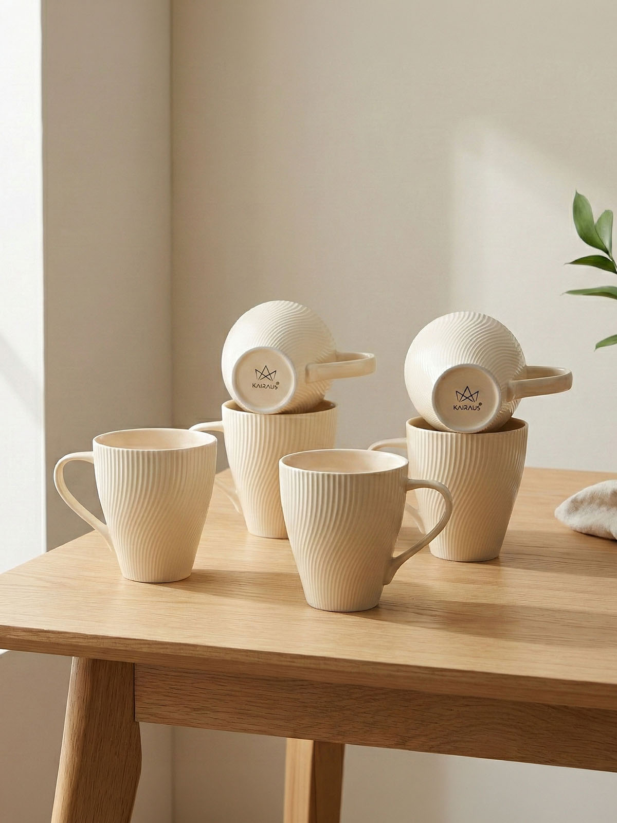 Pale Peach Unique New Bone China coffee mug set of 6

