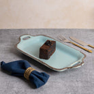 Elegant pastel blue ceramic platter

