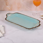 Stylish pastel blue ceramic serving dish


