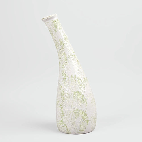 Pastel green textured flower vase with elegant design

