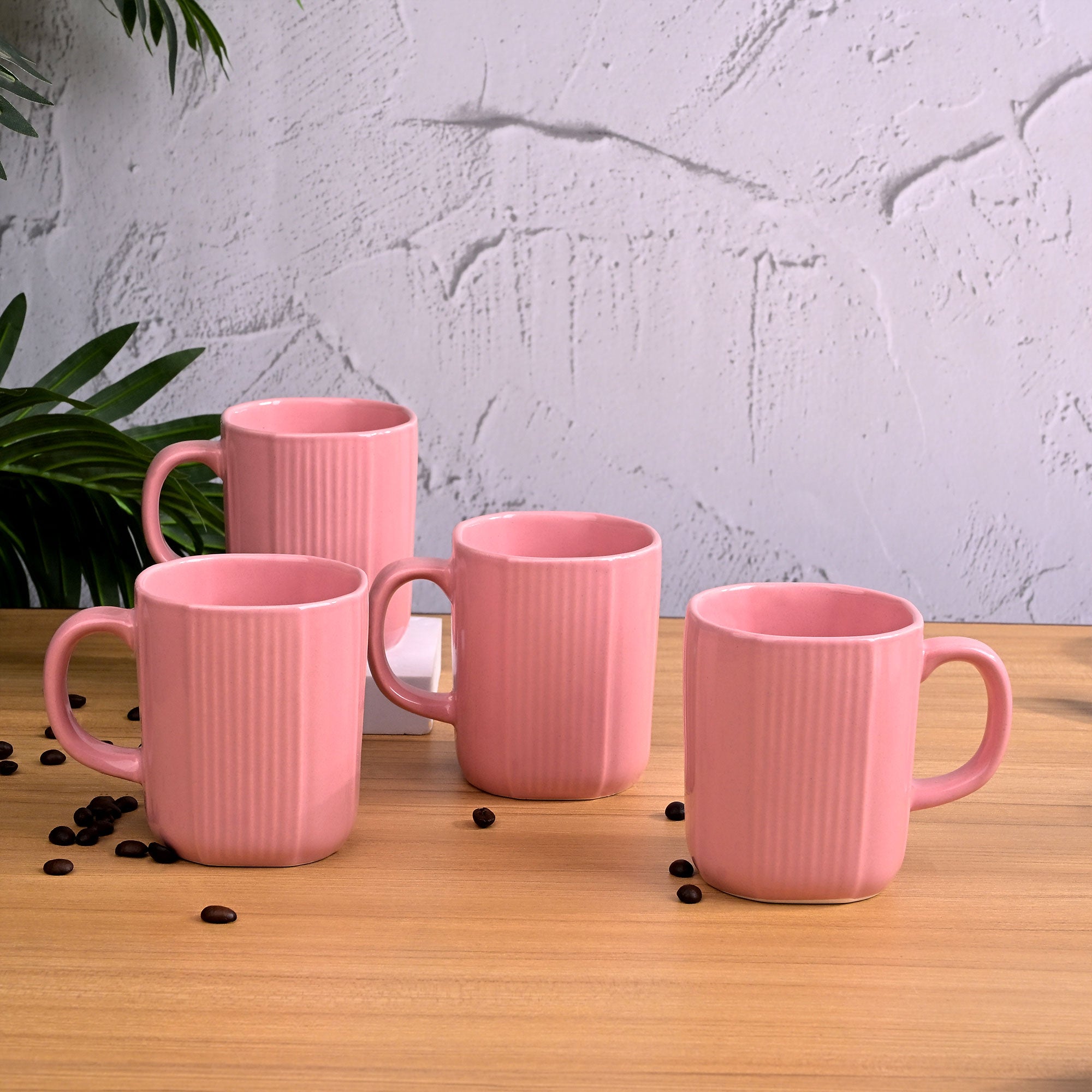 Pastel pink ceramic coffee mug set of 4


