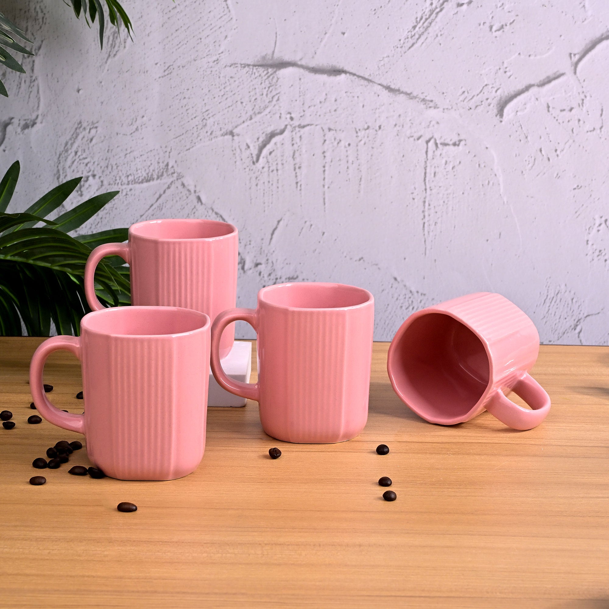 Pastel pink premium coffee mugs set of 4


