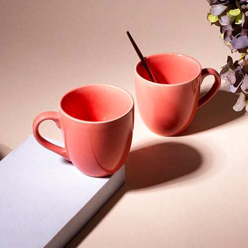 Peach Blossom Ceramic Cups with Delicate Floral Design