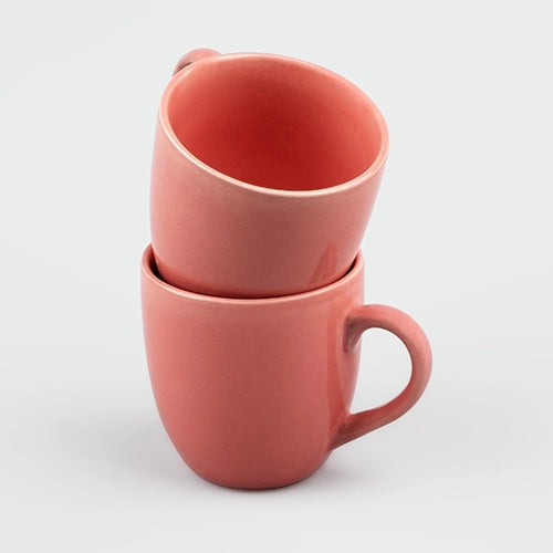 Minimalist Peach Blossom Ceramic Tea Cup Pair