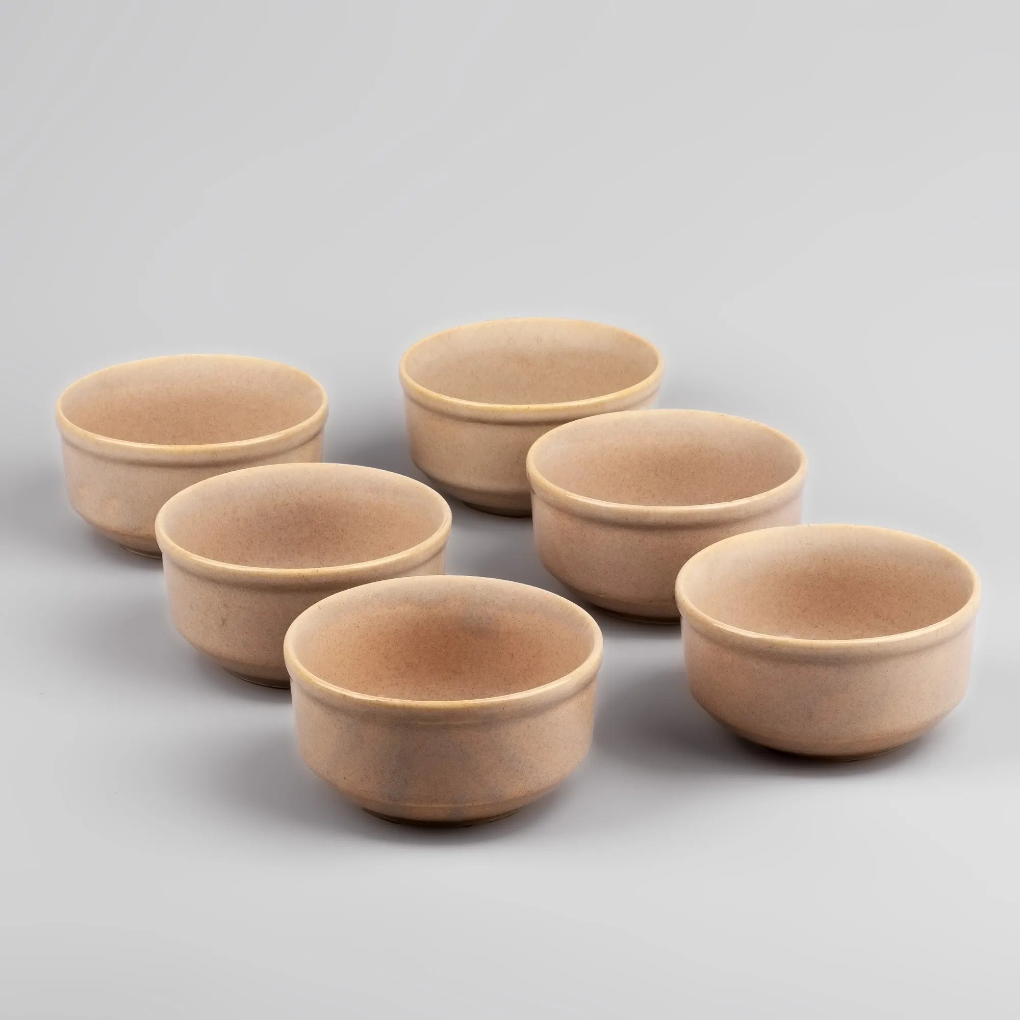 Elegant peach ceramic bowls set of six

