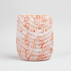Decorative peach vase featuring a detailed leaf imprint

