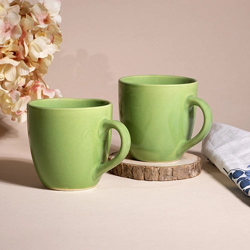 Minimalist Pear Green Ceramic Cup Pair for Everyday Use