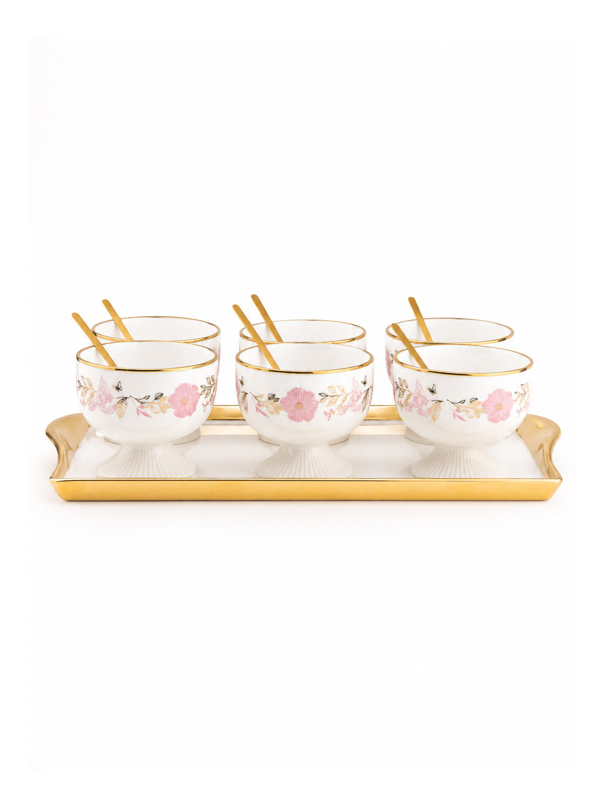 Pink Petal elegant gold dessert bowl set

