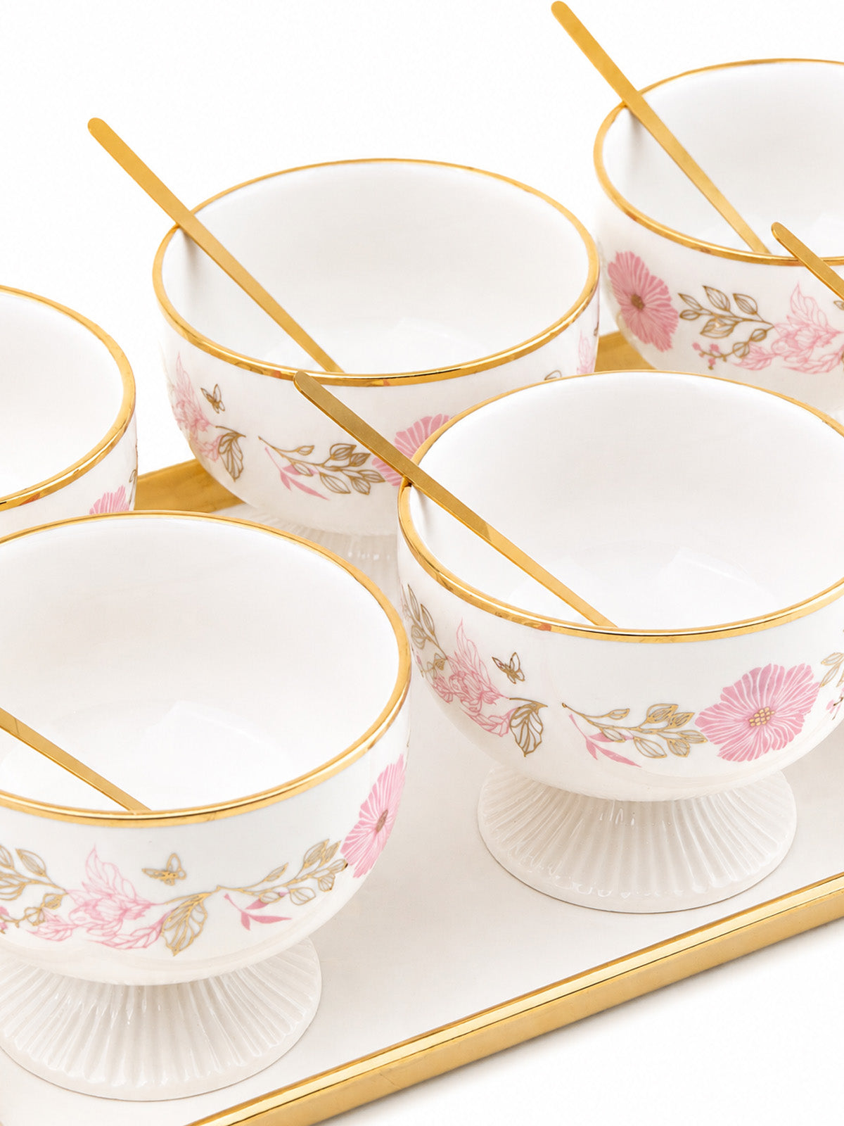 Pink Petal premium gold dessert bowl set

