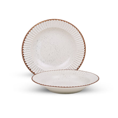 Stylish Off-white & Brown Ceramic Snack Plate Set (9.5 inch)