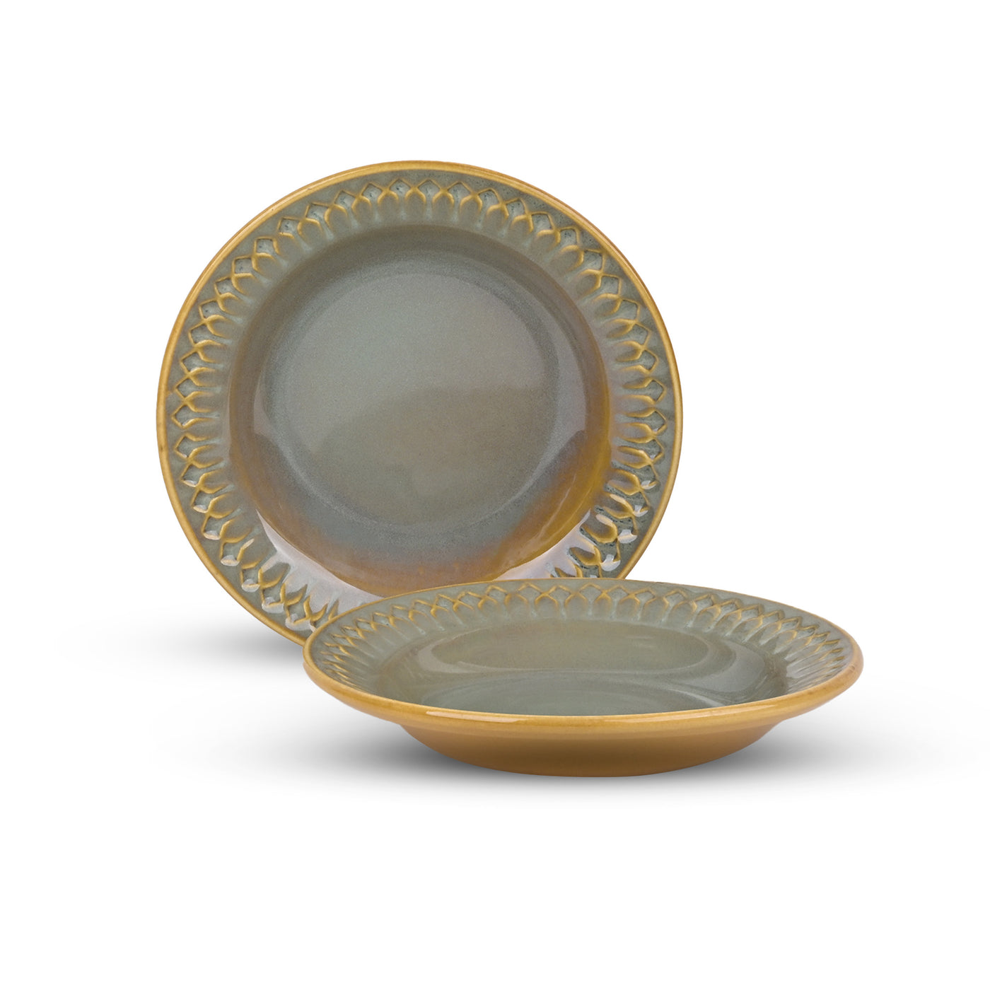Chic Embossed Ceramic Pasta Plates Set (7.5 inch)