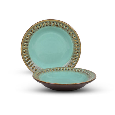 Aesthetic Aqua Ceramic Snack Plates Set (7.5 inch)