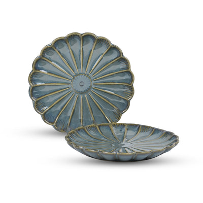 Brown Flower Shaped Ceramic Plates Set (10.5 Inch)