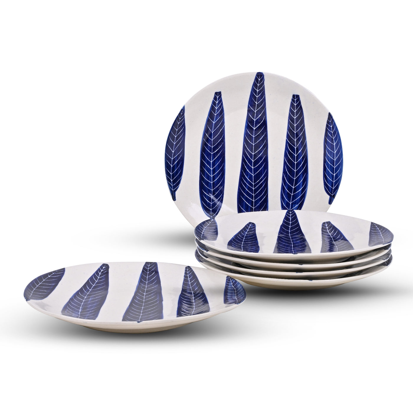 Ashoka Leaf Impressed Dinner Plates Set of 6 (10.5 Inch)